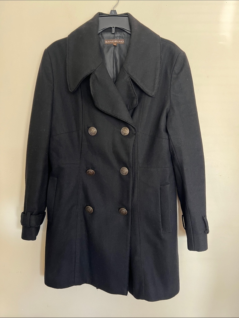 Bandolino Black Double-Breasted Pea Coat